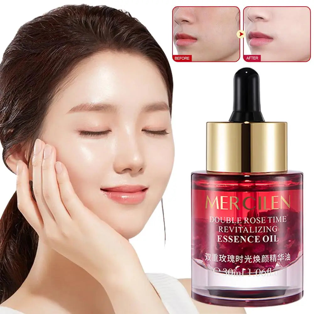 1/2/3pcs 30ML Double Rose Petal Radiance Essence Oil Facial Care Tightening Moisturizing Brightening Face Serum Korean Skin Care