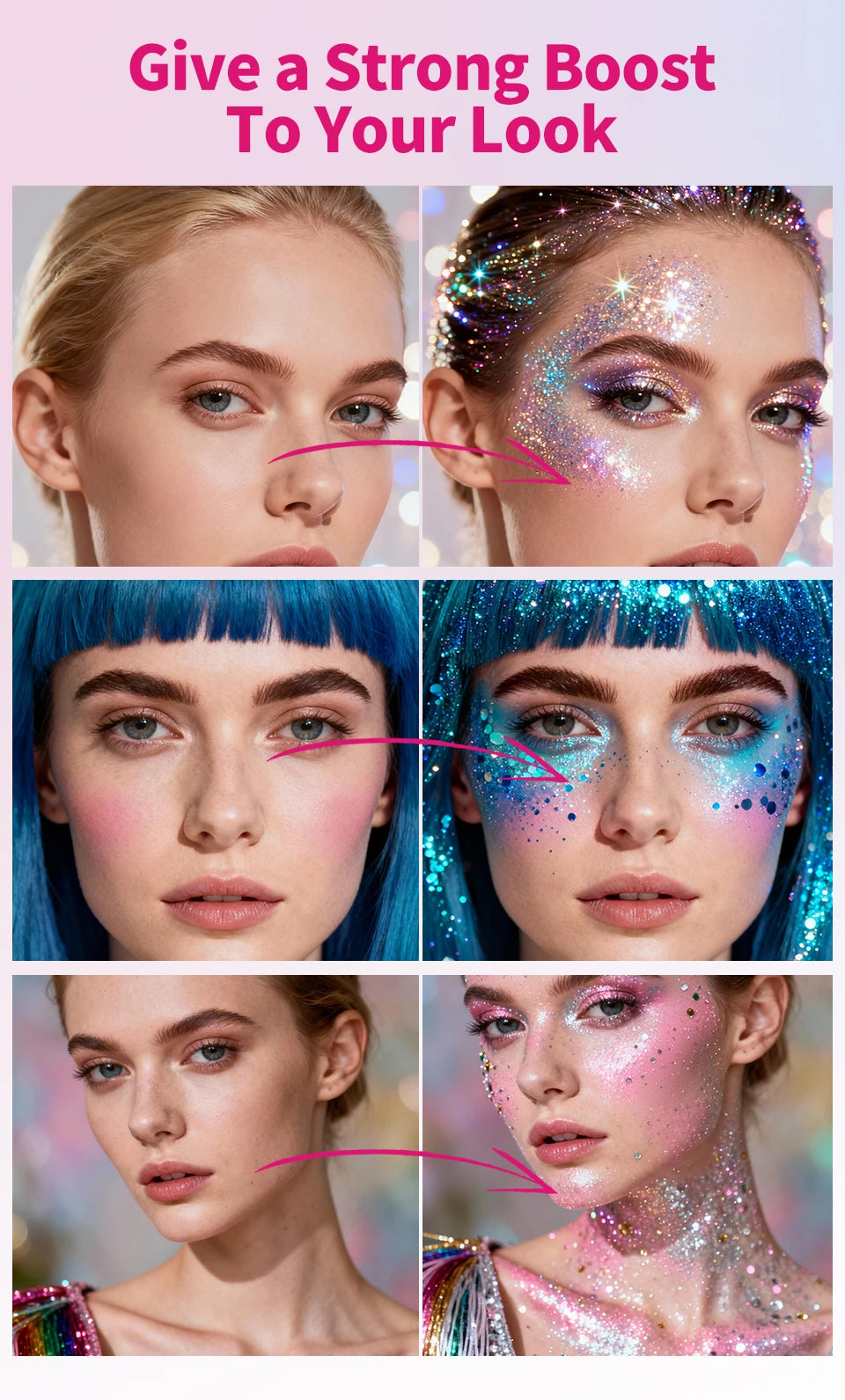 Sparkling Sequins Glitter Gel Stick 8 Colors Sequin Body Glitter Cosmetic Stick Hair Glitter Stick Festival Makeup for Christmas