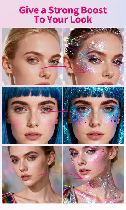 Sparkling Sequins Glitter Gel Stick 8 Colors Sequin Body Glitter Cosmetic Stick Hair Glitter Stick Festival Makeup for Christmas