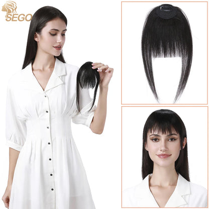 Sego 9g Comics Bangs With Temples 100% Real Human Hair Small Fringe Bangs Swept Natural Look Hair Piece