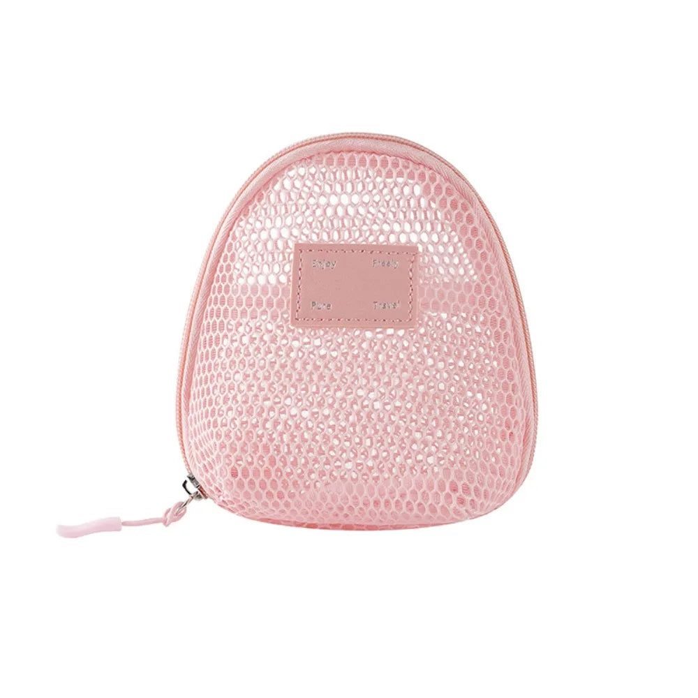 Casual Nylon Cosmetic Bag With Zipper Hand-held Mesh Makeup Bags Multipurpose Mesh Storage Pouch Women
