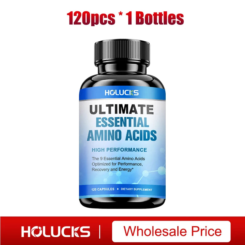 HOLUCKS Essential Amino Acids EAA Supplement 9 EAAs 120 Tablets Muscle Recovery Energy Performance