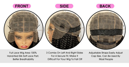 16 Inches Short Synthetic Full Lace Twist Braided Wigs Natural Knotless Box Braiding Wig for Black Women