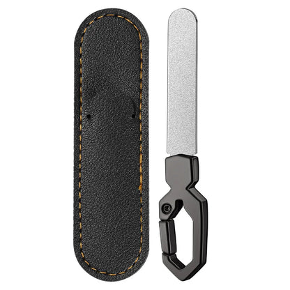 Professional Creative Quick Clip Stainless Steel Reusable Diamond Nail File, Portable Keychain Manicure Polishing Buffing Tools