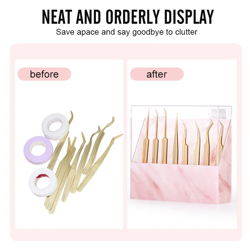 NATUHANA 8 Slots Acrylic Eyelash Extension Tweezers Holder Display Stand Lash Tools Storage Organizer Box Salon Makeup Tools Sup