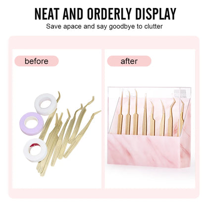 NATUHANA 8 Slots Acrylic Eyelash Extension Tweezers Holder Display Stand Lash Tools Storage Organizer Box Salon Makeup Tools Sup
