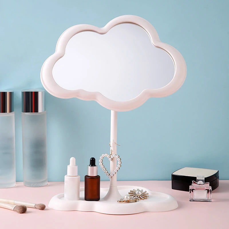 Desktop Makeup Mirror Heart Shape Makeup Vanity Portable Double-side Vanity Mirror Hand Mirror Cosmetic Compact Mirror for Women