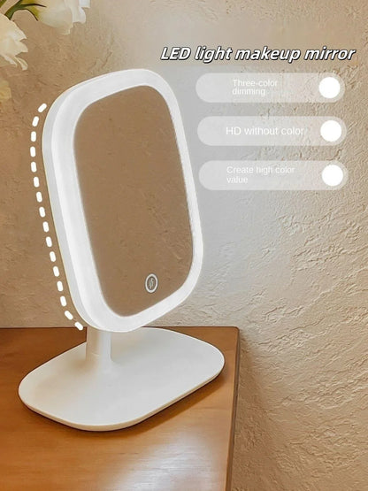 Touch Sensitive USB Rechargeable LED Vanity Mirror Multi Adjustable Lights Portable Cosmetic Mirror for Trip Home Beauty Makeup