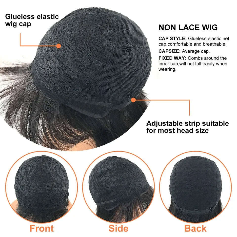 PIxie Cut Wigs for Black Women Human Hair Short Bob Wig Human Hair Wigs with Bangs Layered Style Bob Wigs for Women Machine