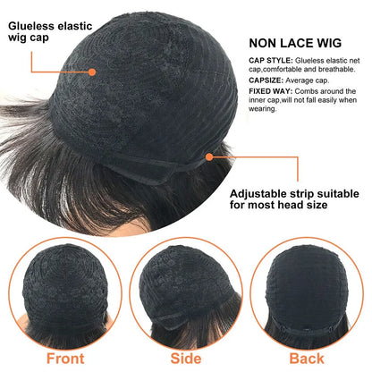 PIxie Cut Wigs for Black Women Human Hair Short Bob Wig Human Hair Wigs with Bangs Layered Style Bob Wigs for Women Machine