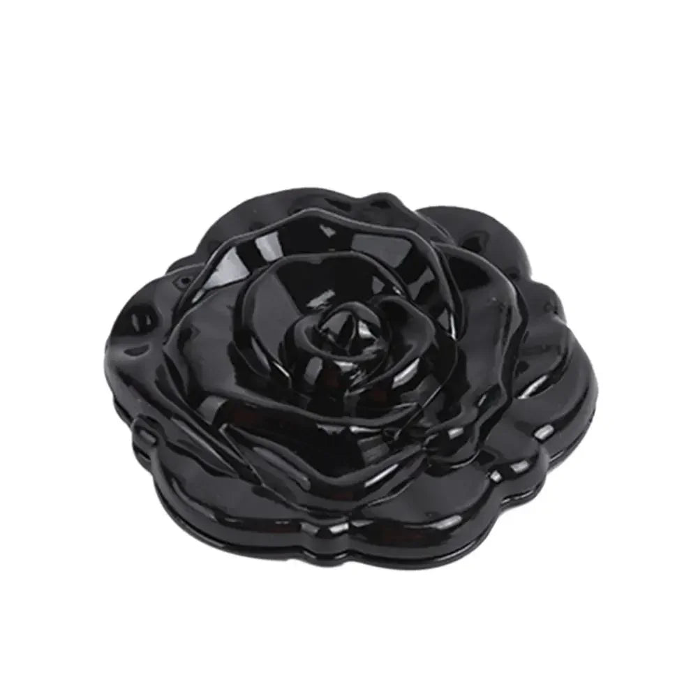 New Double-Sided Rose Flower Makeup Mirror Round Shape Handheld Mini Pocket Mirror Convenient Cosmetic Mirror Travel Beauty Tool