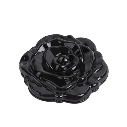 New Double-Sided Rose Flower Makeup Mirror Round Shape Handheld Mini Pocket Mirror Convenient Cosmetic Mirror Travel Beauty Tool