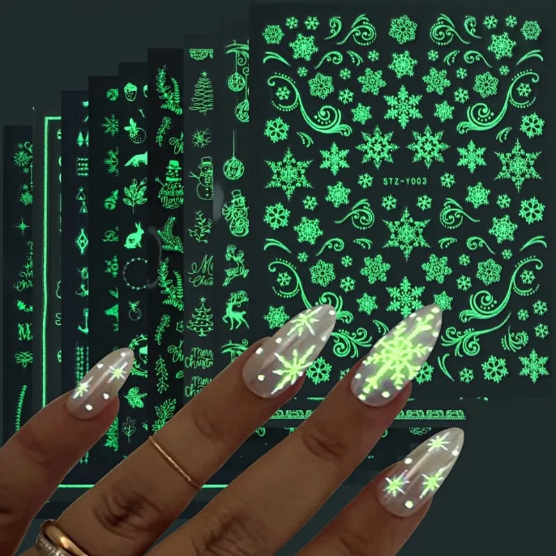 9PCS Nail Stamping Plates Christmas French Xmas Steel Printing Stencil Snowflakes Nail Stamp Templates Nail Art Manicure Tools