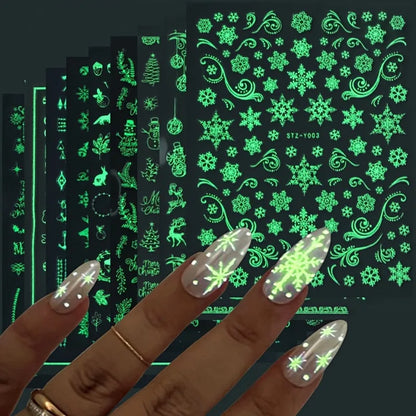 9PCS Nail Stamping Plates Christmas French Xmas Steel Printing Stencil Snowflakes Nail Stamp Templates Nail Art Manicure Tools