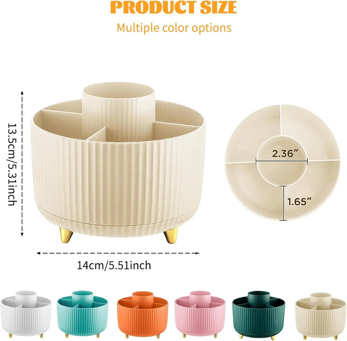 360° Rotating Makeup Cosmetic Storage Organizer Box Space-Saving Spinning Holder for Countertop Vanity Shower Bedroom Bathroom