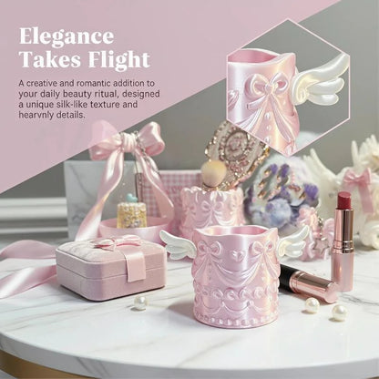 1Pcs Luxury Angel Wings Relief Portable Cosmetic Organizer Makeup Brush Holder for Daily Use