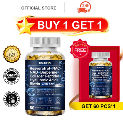 HOLUCKS Women's Multivitamin Capsules, with Iron & Collagen Peptides, Support Immunity, Bone Health & Cellular Vitality