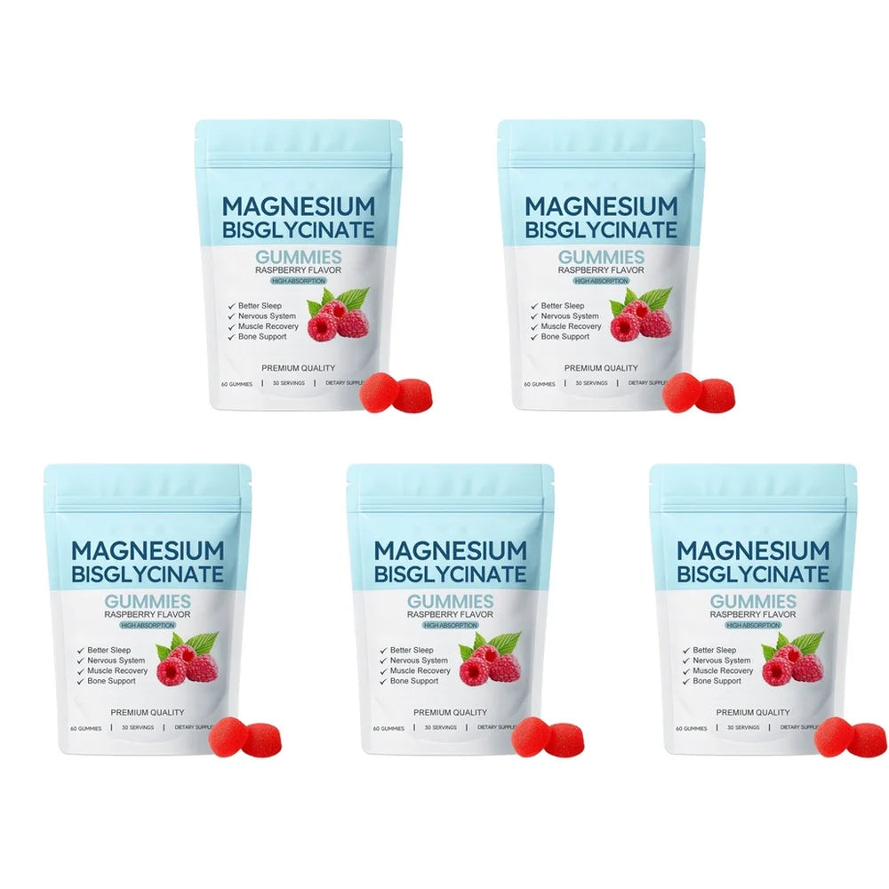 Magnesium Bisglycinate Gummies Support Daily Sleep Quality Help Maintain Nervous System Health Assist Muscle Recovery 60 Gummies