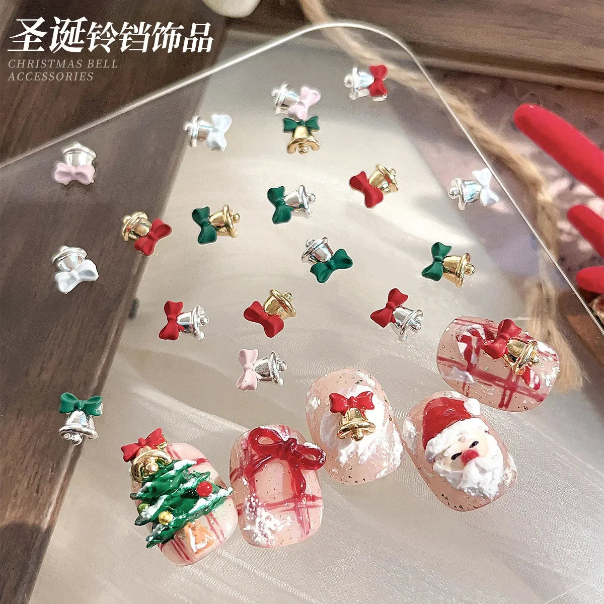 Gold Silver Christmas Bell Nail Art Accessories Winter Bow Alloy Exquisite Nail Charms Jewelry Luxury Manicure Decorations Parts