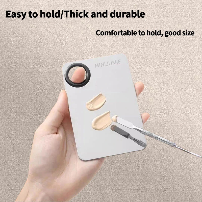 【M】1Set Foundation Brush Mixing Palette Stainless Steel Mixer Palette With Spatula Lipstick Eye Shadow MakeUp Tools
