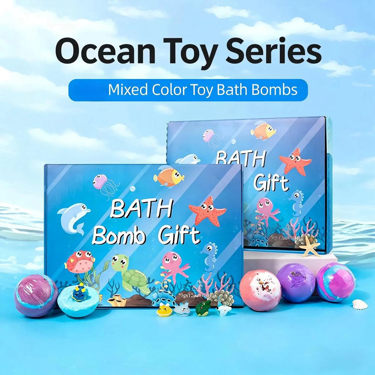 Kids Bath Bombs Toy Surprise Hidden Glow in Dark Toys Natural Organic Bath Fizz Balls Gift Set for Children Holiday Gift Set