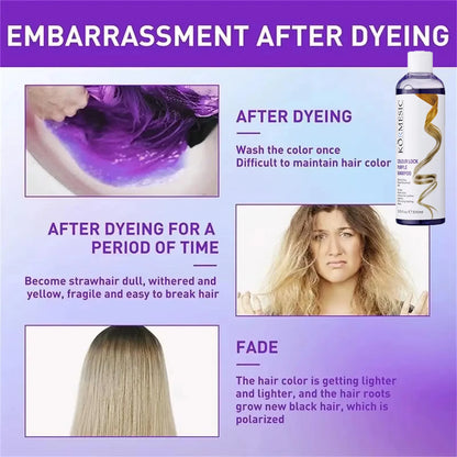 300Ml Color Fixing Purple Shampoo Lock Color Cover Gray Hair Fade Yellow After Bleach Hair Dye Long Lasting Non-irritating Care