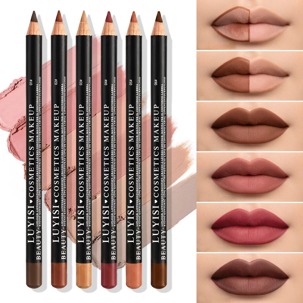 Waterproof Lip Liner,Smudge-Proof Eyeliner Lip Pencil,Highly Pigmented&Smooth Glide, Define Lip Shape,Brown Nude Shades Makeup