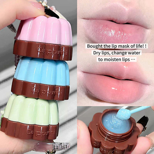 Cappuvini Macaron Fruit Flavor Lip Mask Deeply Hydrating Long-Lasting Moisturizing Soften Fine Lines Lip Care Lipstick Base