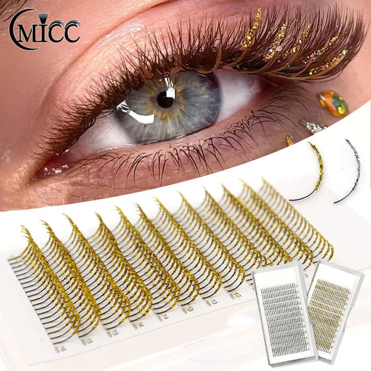 CMICC Wispy Glitter Lashes Extensions Handmade Super Shiny Silver Golden Colored Cosplay Spikes Fairy False Lashes