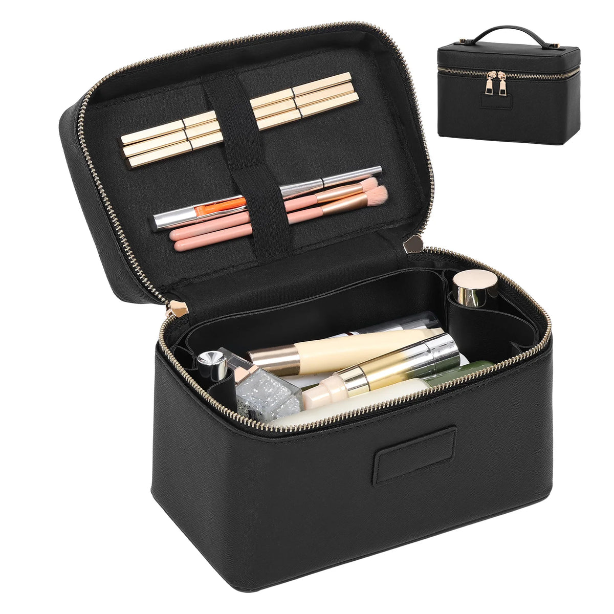 PU leather Cosmetic Bag Women Vanity Case Large Capacity Luxury Portable Travel Toiletry Bags Makeup Organizer