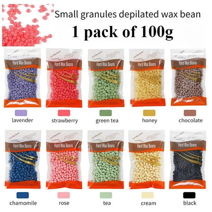 100g Whole Body Depilating Wax 10 Color Paper-Free Solid Hard Beeswax Hair Removal Beans Intimate Hair Removal Results Supplies