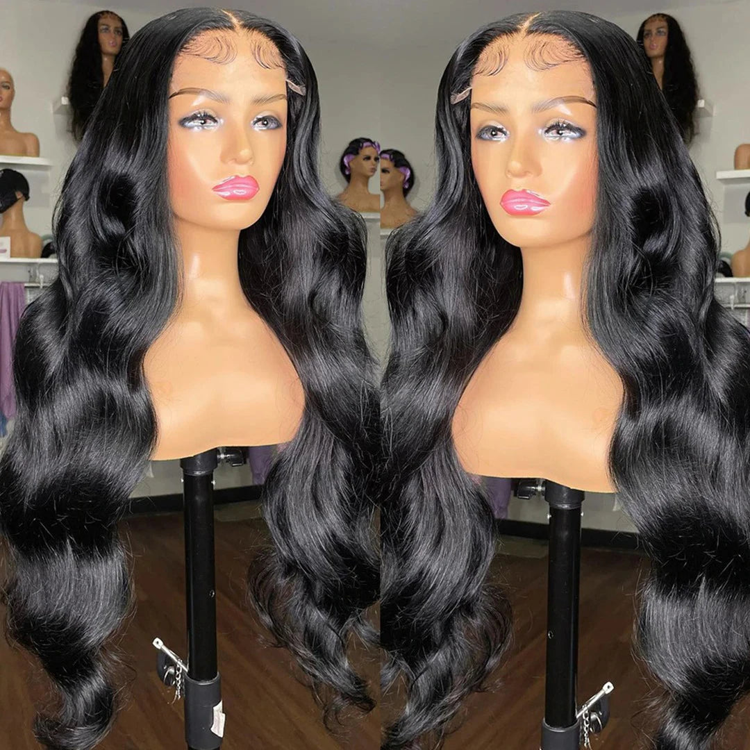 Chinese Body Wave 13x4 HD Transparent Lace Front Human Hair Wig Black 4x4 Lace Closure Wig 8-30 Inch Pre-Plucked Lace Hair Wig