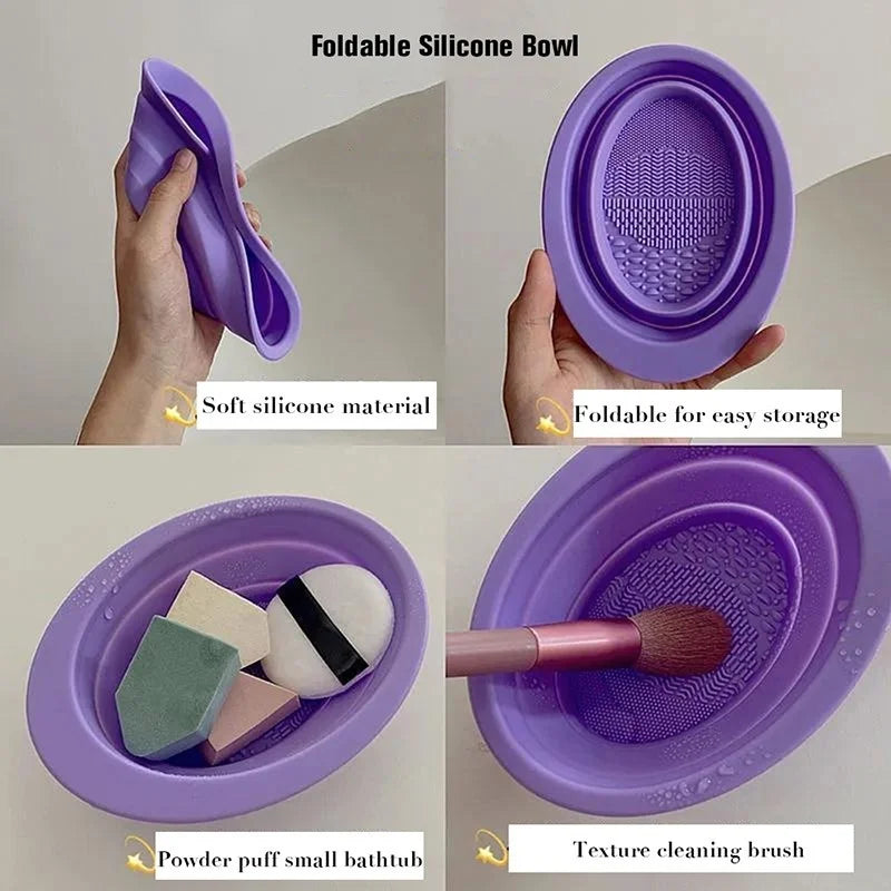 Silicone Makeup Brush Cleaner Bowl Foldable Cleaning Mat Cosmetic Foundation Eyeshadow Powder Brushes Cleaner Tools For Makeup