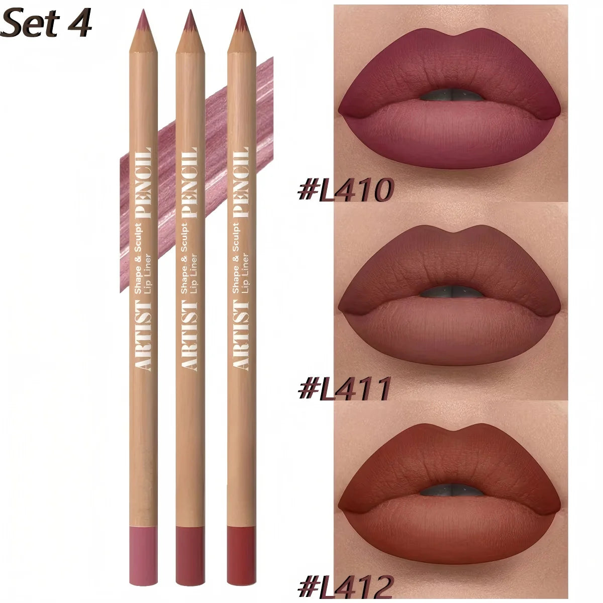 3Pcs Long-Lasting Velvet Lip Liner Matte Lipstick Waterproof  Perfect Gift for Valentine's Day, Lip Liner Set