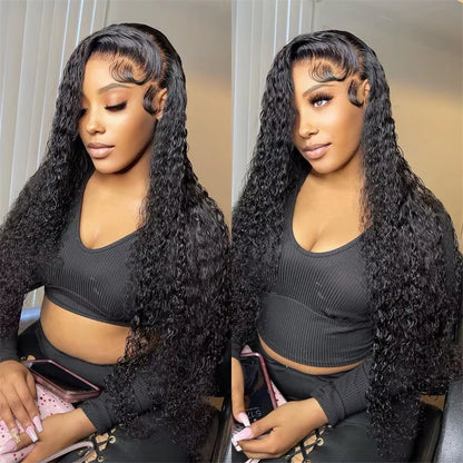 Brazilian Hair 13x4 HD Lace Frontal Wig Deep Wave Curly Remy Human Hair Deep Water Wave 4x4 Lace Front Wig Natural Color