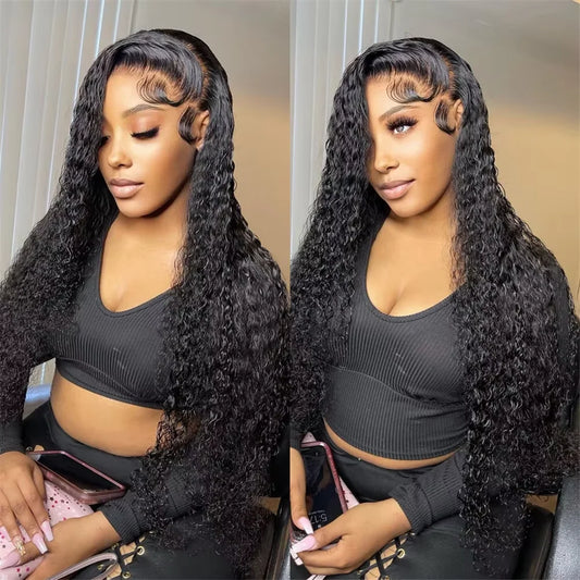 Brazilian Hair 13x4 HD Lace Frontal Wig Deep Wave Curly Remy Human Hair Deep Water Wave 4x4 Lace Front Wig Natural Color