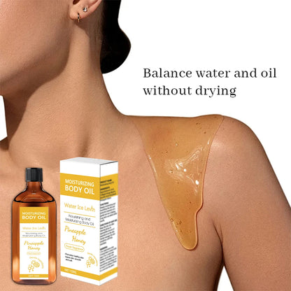 Nourishing Body Oil with Pineapple Honey Fragrance - Hydrates & Softens Skin, Lightweight Moisture for Fall & Winter Care