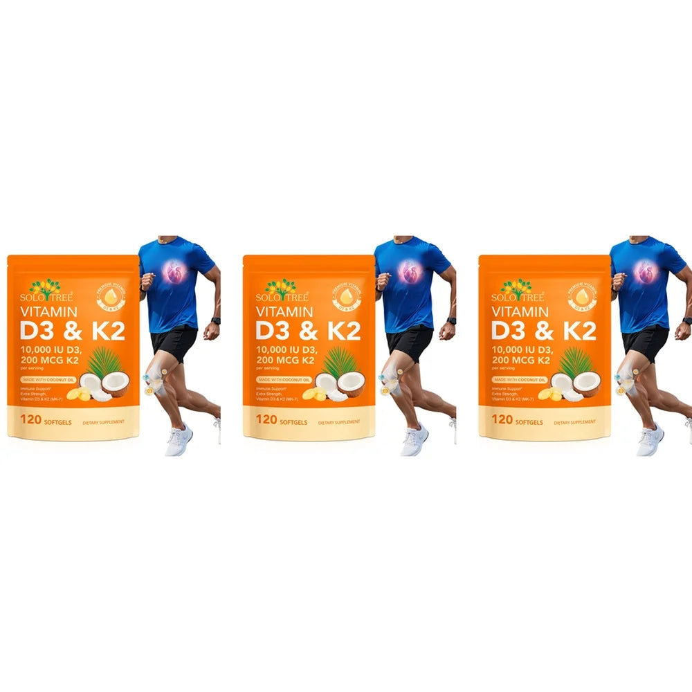 Vitamin D3 10,000 IU & K2 200 mcg Softgels Helps Maintain Healthy Bone Structure Supports Immune Health Strength & Energy 120 Ct