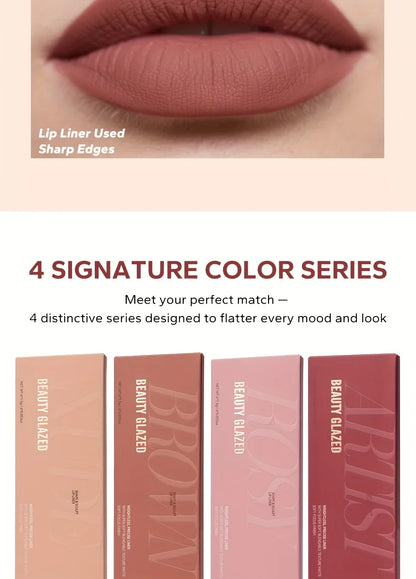 Beauty Glazed 6pcs Matte Nude Sponge Lip Liner Set  Long-Lasting Silky Waterproof Texture Multi-Function Makeup Pens