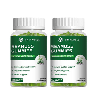 Sea Moss Gummies, Irish Sea Moss with Bladderwrack Burdock Root Elderberry & Black Cumin Seed Oil, Dietary Supplement, Immune System Support, 60 Gummies