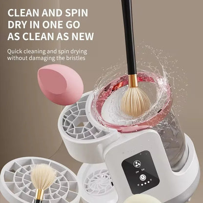USB Electric Makeup Brush Cleaner 3-in-1 with Automatic Quick-Drying Support Device - Makeup Brush Cleaning And Drying Book Tool