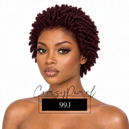 Short Pixie Cut Dreadlocks Wigs Chocolate Brown Afro Twists Dreadlocks Lace Frontal Wig Faux Locs Braided Hair Replacement Wigs