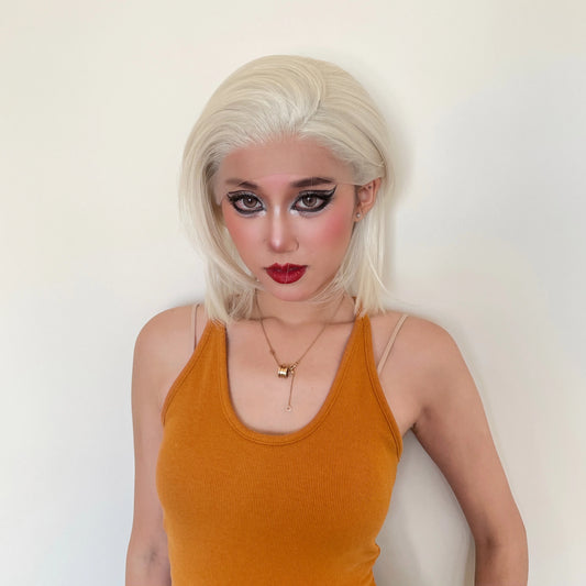 White Blonde Short Bob Cut Synthetic Lace Wigs for Women Cosplay Wig for Men Platinum Glueless 13x4 Lace Front Wig Natural Pixie