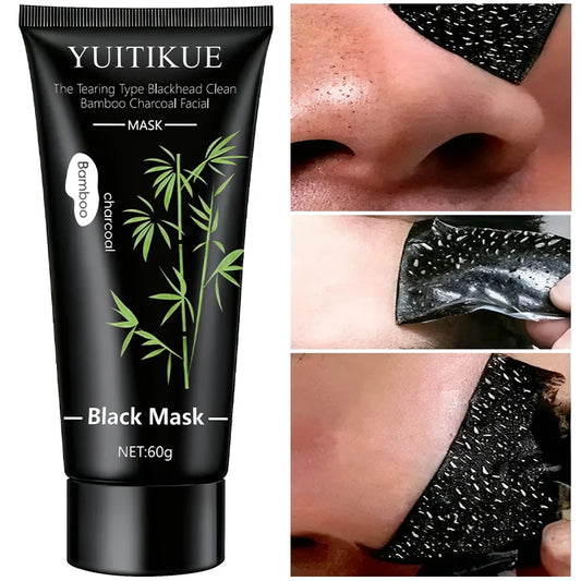 YUITIKUE Bamboo Charcoal Black Mask 60g - Tearing Type Deep Cleanse, Blackhead Removal for Clear Skin