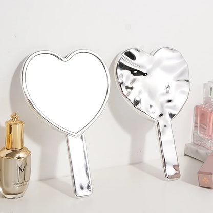 Eyelash Extension Handheld Makeup Mirror High Definition Heart Shape Hand Vanity Mirror For Women's Makeup Cosmetic Beauty Tools