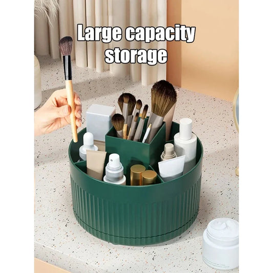 360 Degree Rotating Cosmetic Storage Organizer, Makeup Brush Lipstick Eye Shadow Pen Holder Desktop Shelf for Dresser Vanity