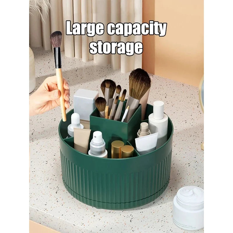 360 Degree Rotating Cosmetic Storage Organizer, Makeup Brush Lipstick Eye Shadow Pen Holder Desktop Shelf for Dresser Vanity