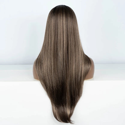 Synthetic Lace Front Wig Long straight Layered 28 Inch Lace Wig Heat Resistant Wigs For Women Lace Front Wig