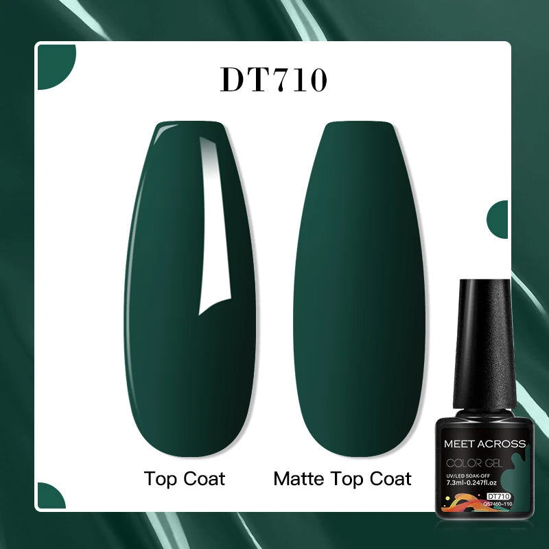 MEET ACROSS 8 Colors Mirror Gel Nail Polish Long-lasting Quick-drying Metallic Gold Silver Red Semi Permanent Varnish Nail Art