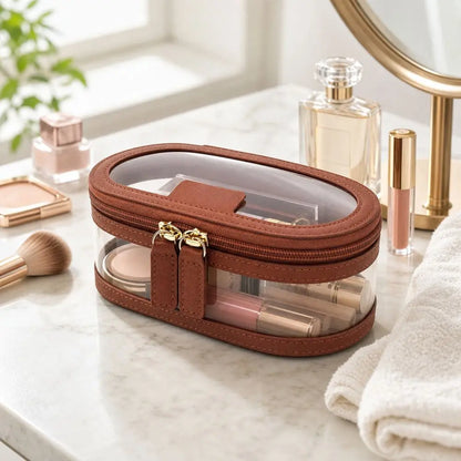 Toiletry Storage Case Transparent Cosmetic Bag Clear Window Double Zipper Cosmetic Organizer Portable Beauty Tools